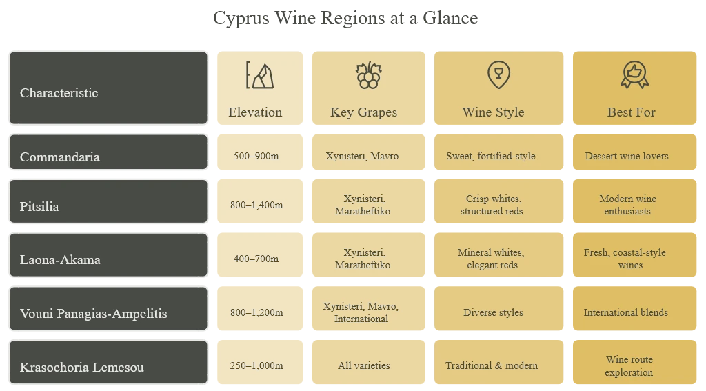 Cyprus Wine Regions at a Glance